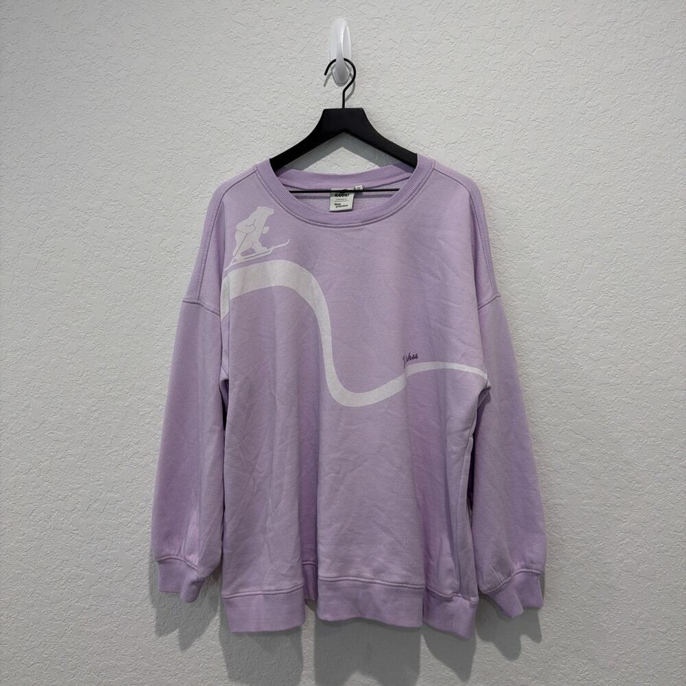 Anthropologie Karhu Daily Practice Lavender Sweatshirt Skiing Polar Bear Size Xl